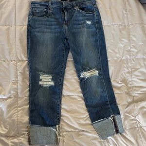 Joe's Jeans Distressed Slim Fit Cropped Jeans with Cuffed Hem